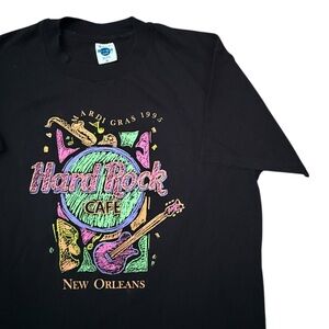 Vtg Hard Rock Cafe New Orleans Marriott Gras 1995 Single Stitch T-Shirt Black XL